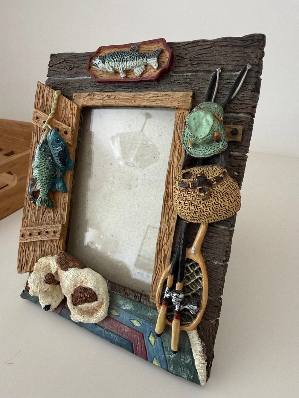 Vintage Figi Graphics Fishing Camping Cabin 3D Picture Frame